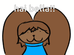 a cartoon drawing of a dog with the words hai bella written above it