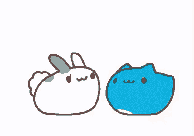a blue cat is laying down with a red heart above it .