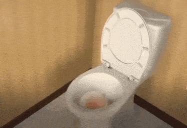 a toilet with the lid open in a bathroom with a soap bar in the bowl .