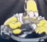 homer simpson is wearing headphones and holding a gun .