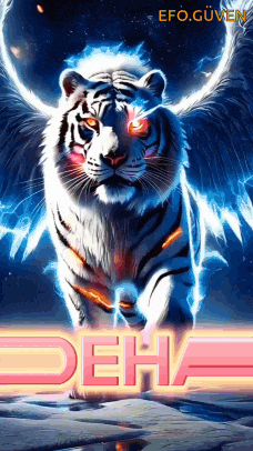 a picture of a white tiger with wings and the name deh on the bottom
