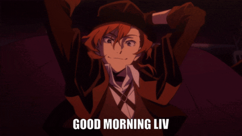 a picture of a person with the words good morning liv written on it