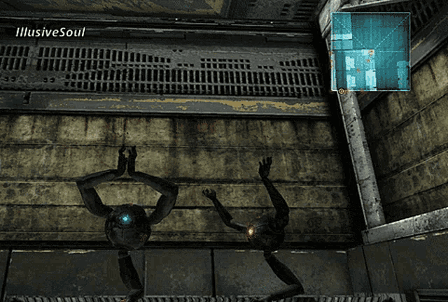 a video game called illusive soul shows two robots dancing