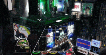 a guitar hero game is being played with a score of 101.982