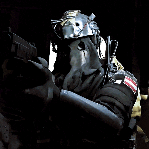 a soldier is holding a gun with a sticker on his arm that says ' u.s. army ' on it