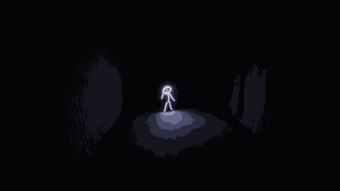a light drawing of a stick figure in the dark .