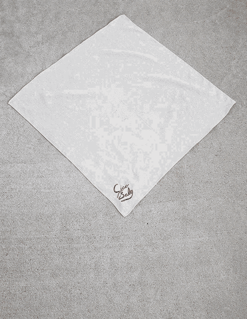 a white bandana with the words ciao baby written on it