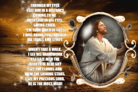 a picture of jesus in a picture frame with a poem