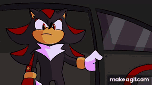 a cartoon of sonic the hedgehog with a make a gif.com button below him