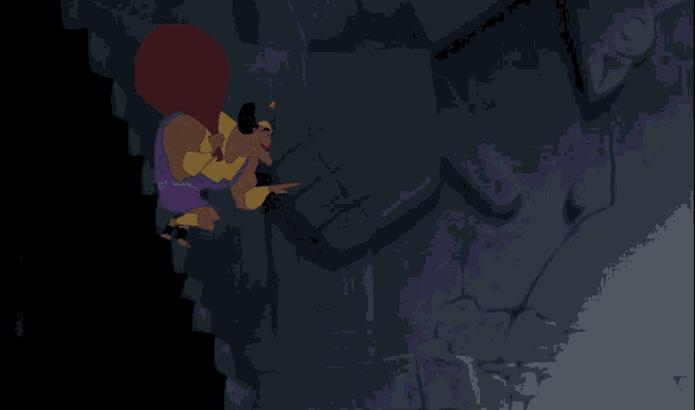a cartoon character is falling down a staircase in a dark room