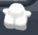 a white cloud is floating in the air on a blue background .