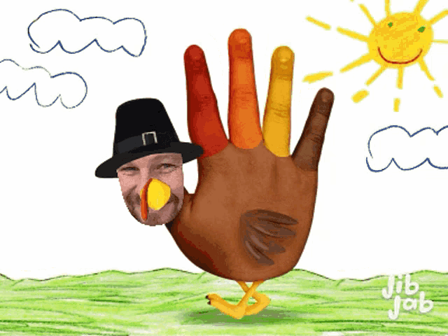 a drawing of a turkey made out of a hand
