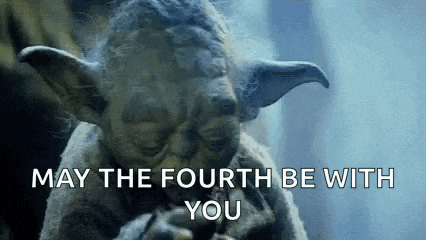 a picture of yoda from star wars with the words `` may the fourth be with you '' written on it .