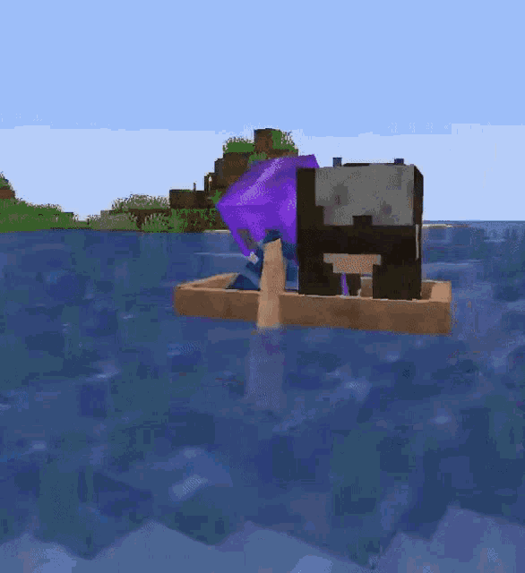 two minecraft characters are floating in a boat