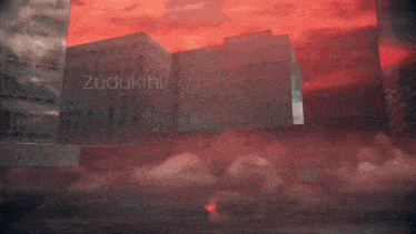 a picture of a city with clouds and the word zudukh on the bottom right