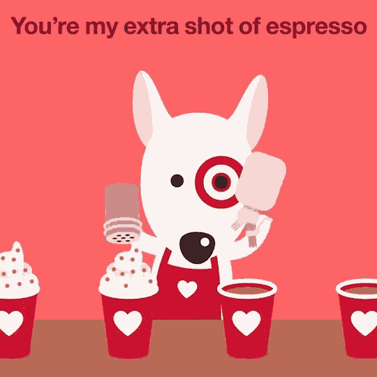 a cartoon of a dog making an espresso with the words you 're my extra shot of espresso