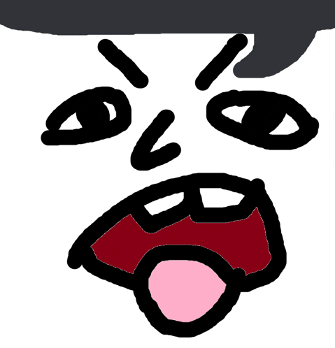 a drawing of a face with black eyes and a pink tongue