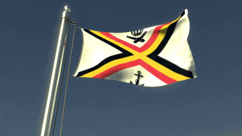a flag with an anchor and a cross on it