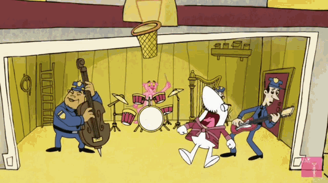 Pink Panther Rock Band GIF - Pink Panther Rock Band Spin GIFs