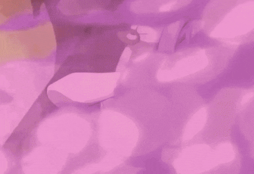 a cartoon character is surrounded by purple smoke coming out of his mouth .