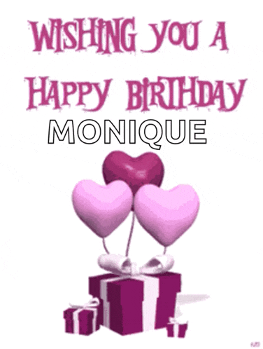 a greeting card wishing a happy birthday monique