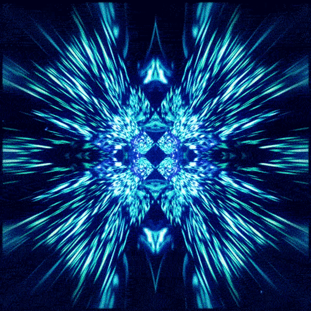 a dark blue background with a kaleidoscope of light