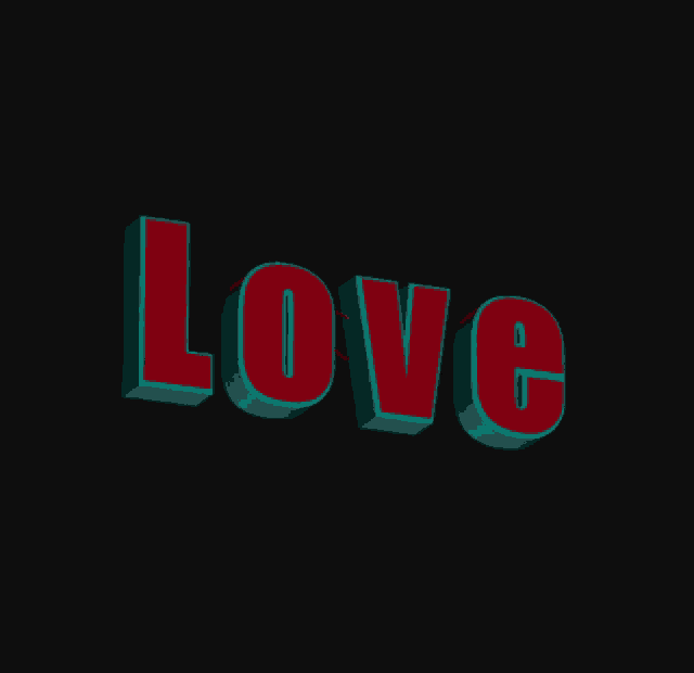 a red heart with the word love inside of it on a black background