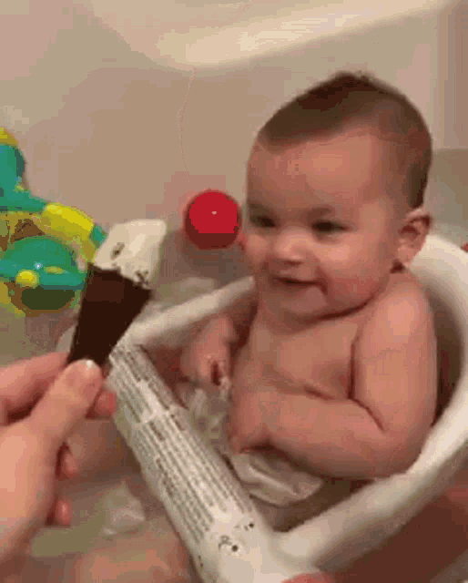Miss Hr Baby Ice Cream GIF - Miss Hr Baby Ice Cream Baby Bath GIFs