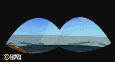 a cartoon of a car driving down a road with comedy central written on the bottom