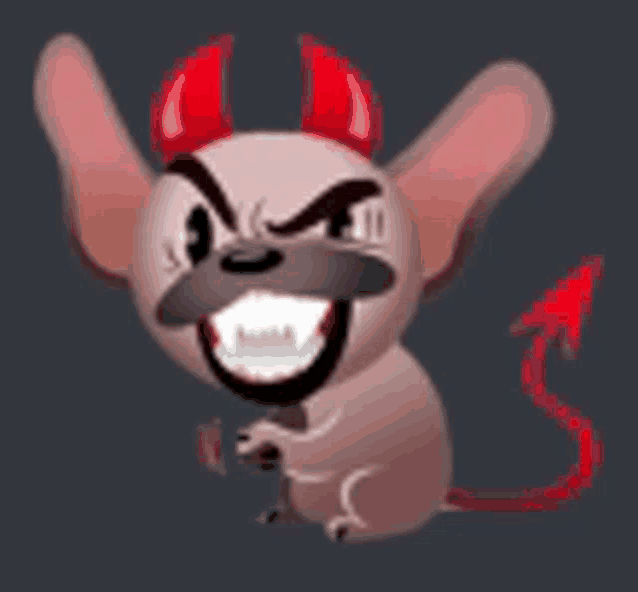 a cartoon mouse with devil horns and a tail