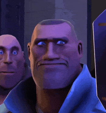 a close up of a cartoon character 's face with blue eyes