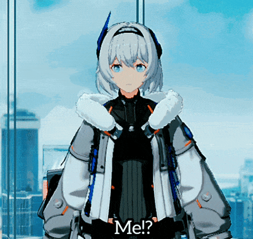 a cartoon character says me in front of a cityscape