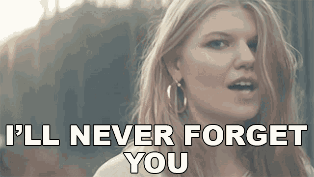 a woman singing i 'll never forget you
