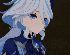 a girl with white hair and blue eyes is wearing a blue jacket
