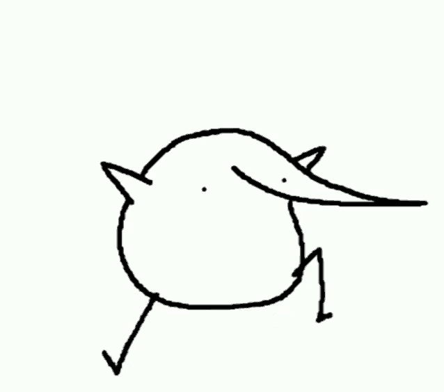 a black and white drawing of a bird with a long beak on a white background .
