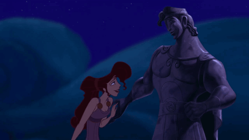 Megara Leans On Hercules Statue GIF - Megara Leans On Hercules Statue GIFs