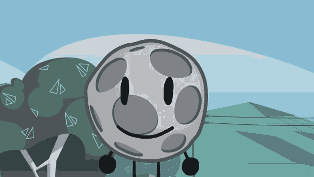 a cartoon drawing of a moon with a face