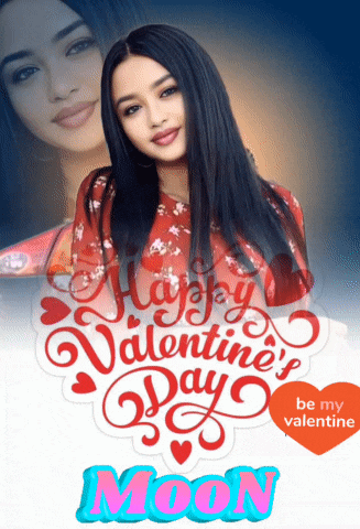 a happy valentine 's day greeting card with the name moon on it