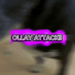 a purple sign that says " ollay attack " on it