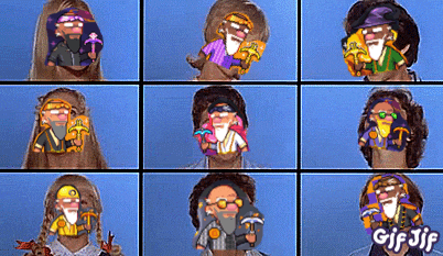 a gif of a group of people with their faces covered
