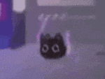 a black cat with headphones on is sitting on the ground in a video game .