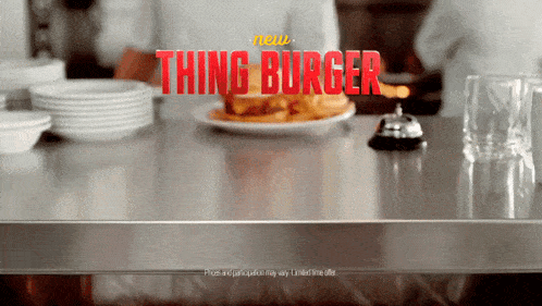 a new thing burger is being advertised on a silver counter