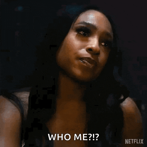 a woman is crying and asking who me ? from netflix