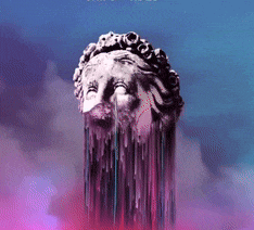 a statue of a woman 's head with tears running down it 's face