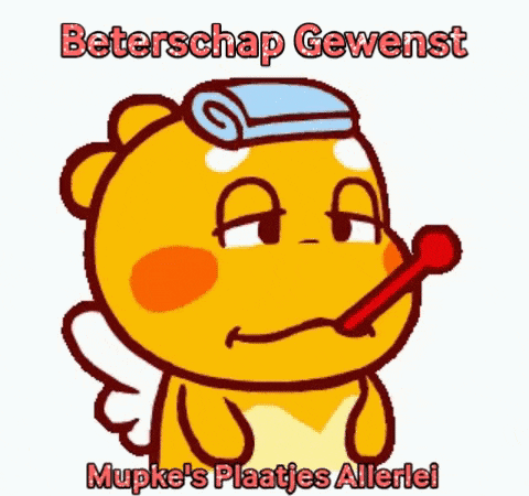 a cartoon character with a towel on his head and a thermometer in his mouth