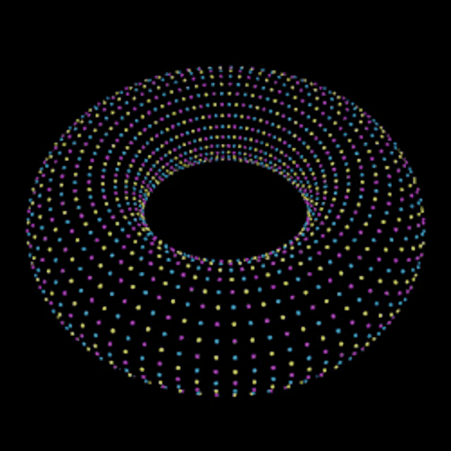 a circle of dots on a black background that looks like a torus