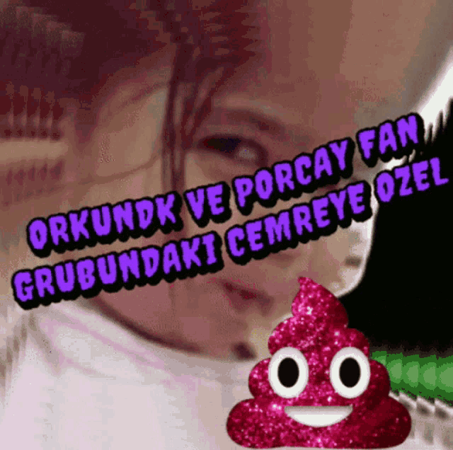 a picture of a girl with the words orkundk ve porcay fan grubundaki cemreye ozel on it