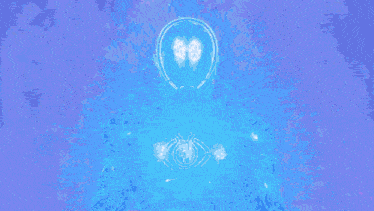 a person is surrounded by a purple and blue glowing sphere