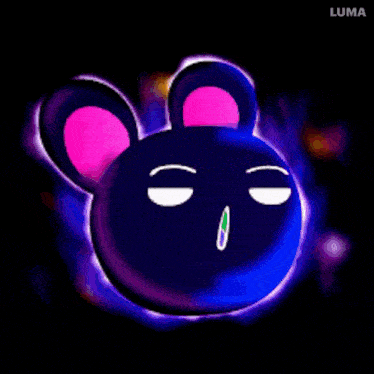 a cartoon drawing of a mouse with the word luma on the bottom right