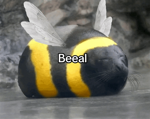 a seal that looks like a bee with the word beeal written on it